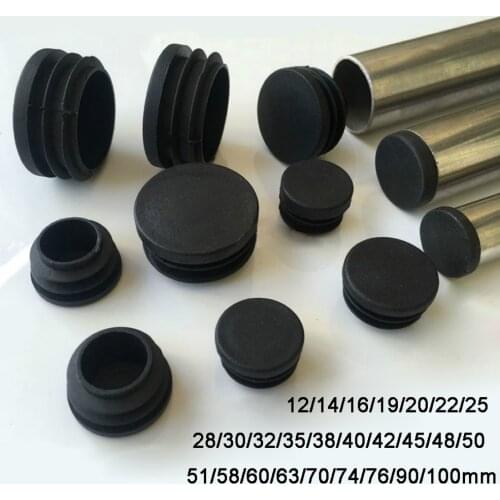 2/4/8pcs Round Plastic Black Blanking End Cap Caps Tube Pipe Inserts Plug Bung 12mm 14 16 18 - 100mm