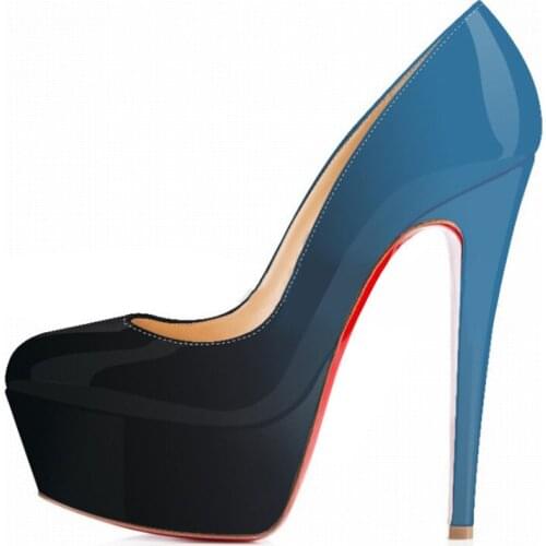 2020 New Patent Leather High Heeled White Classic Shoes Round Toe Stiletto Pumps Office Shoes Gradient Colors Shoes NLK-A0167