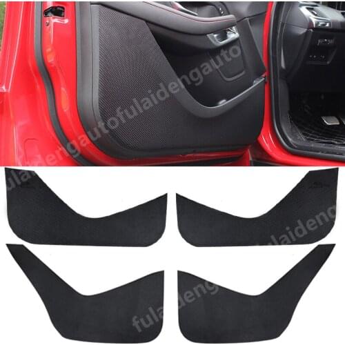 4pcs For Jaguar E-PACE 2018-2021 New Carbon fiber leather Interior Door Anti Kick Pad Protective Trim cover Car Accessories