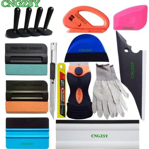 Car Vinyl Film Wrap Scrapers Window Tinting Soft Rubber Squeegee Magnet Holders Gloves Knife 3D Carbon Fiber Glass Cleaning K77