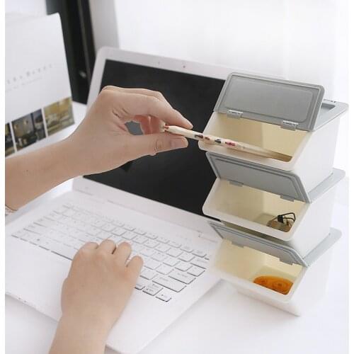 BZNVN pure color Desk Student Supply w41al Creative School Student Supply Stationery Storage Case Plastic