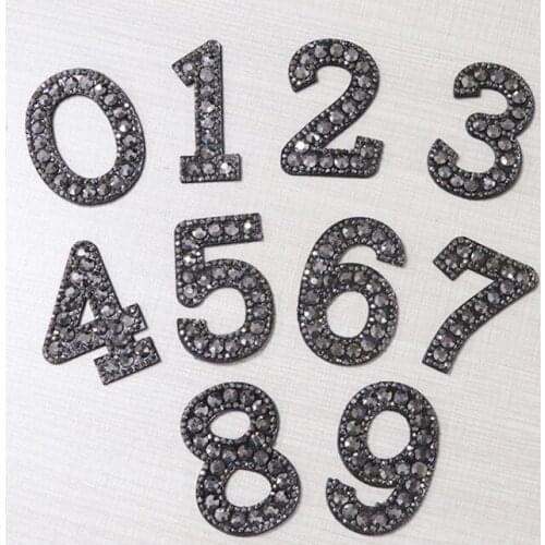 Black Beaded Number Sew On Patches Rhinestones Patch Appliques For Kids Clothing Hat Diy Sewing Garment Apparel Accessories