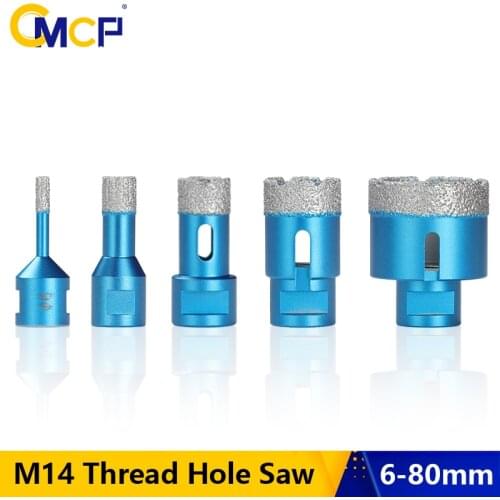 CMCP 1pc M14 Thread Vacuum Brazed Diamond Drilling Core Bit Ceramic Tile Hole Saw Granite Marble Drill Bits 6-80mm Hole Saw