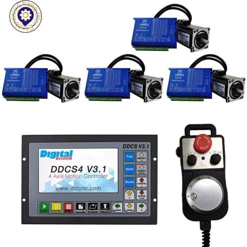 CNC suit DDCSV3.1 motion control system NEMA23/57 hybrid servo set closed-loop motor + drive 4-axis motion controller