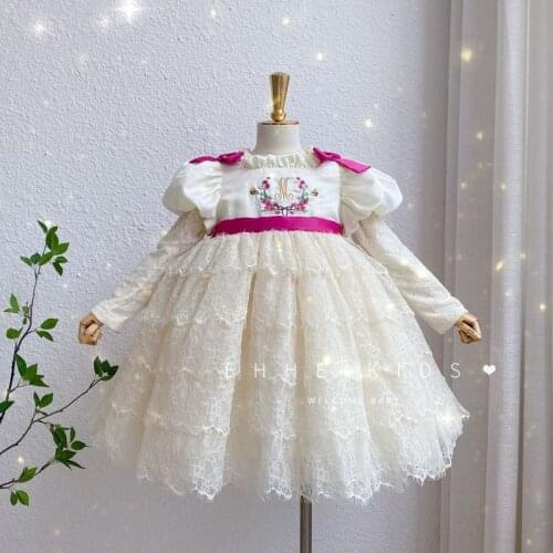0-12years Spanish Children Dress Vitange Girls Eid Dress Baby Girls Princess Dress Flower Girl Dresses Christmas Birthday Dress