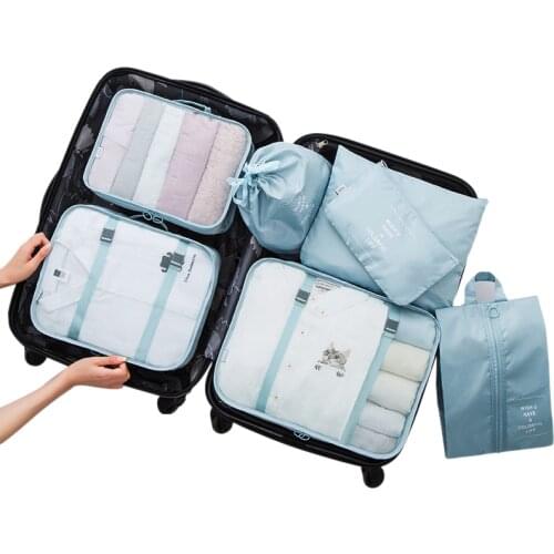 Travel luggage storage bag 7PCs/Set Waterproof portable suit Clothes shoes underwear Luggage Organizer Portable Container new