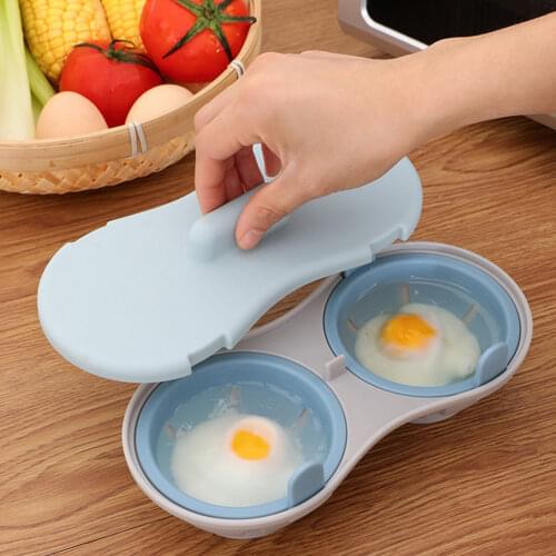 Microwave Double Egg Poacher Maker Poached Eggs Cooker Steamer Kitchen Gadget Dishwasher Heat Resistant Microwave Egg Poacher