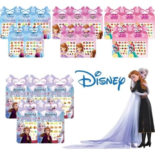 Frozen 2 Elsa Anna Girls Luminous Nail Stickers Makeup Toys Cartoon Disney Princess Sofia Minnie Kids Glow In Dark Nail Stickers