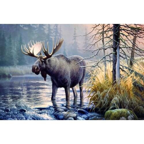 L4280 Scenic Deer cross stitch Oil painting girl 11/ 14ct /16/28/27CT cloth cotton thread embroidery DIY handmade needlework 2