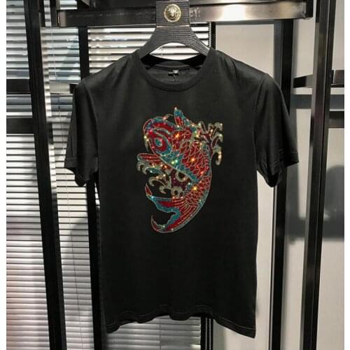 Male Clothing Rhinestones tshirts 2021 summer tees Mens Casual Streetwear Tshirts
