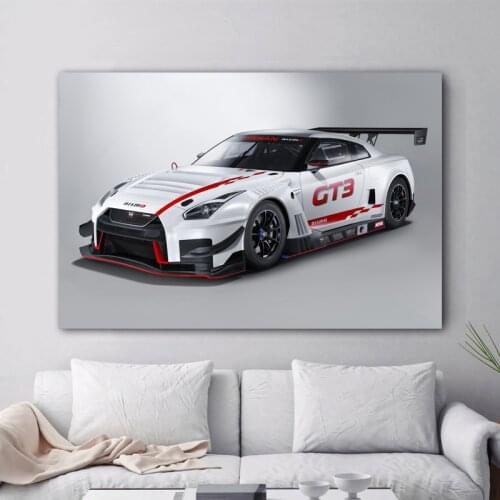 Nissan Tuning 2018 Nismo GTR GT3 Race Sport Car Wall Picture Canvas Painting Wall Art Posters and Prints For Living Room Decor