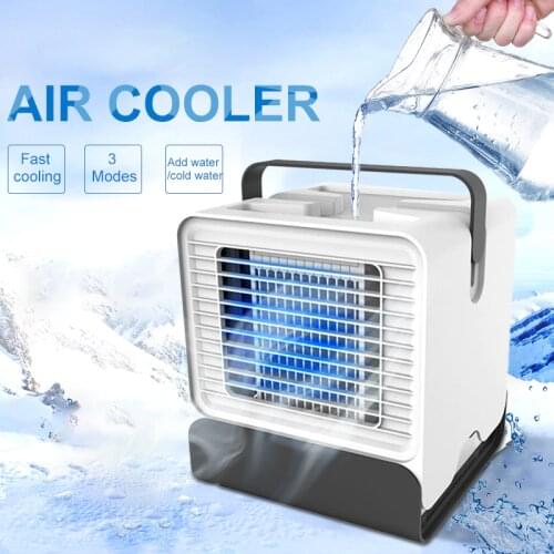 New Air Cooler USB Portable Air Conditioner Desktop Mini Fan Negative Ion Humidifier Purifier with Night Light 150ml Water Tank