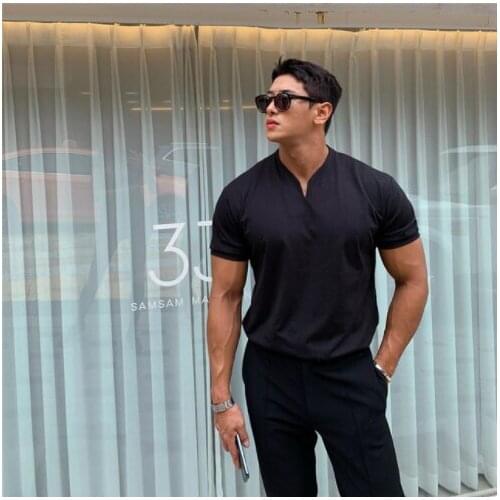 2020 New Arrived V neck short sleeve men t shirt Slim Fit t-shirt men Skinny casual summer tshirt camisetas hombre M-3XL