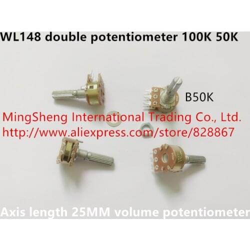 Original new 100% double potentiometer 100K 50K axis length 25MM volume potentiometer (SWITCH)