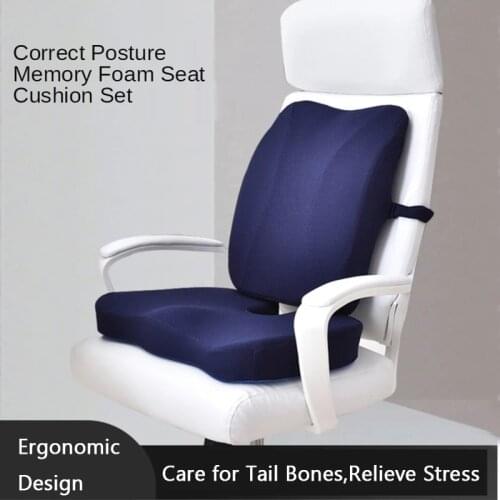 Seat Cushion Memory Foam Orthopedic Pillow Coccyx Office Chair Cushion Support Waist Back Cushion Car Seat Hip massage Pad Sets