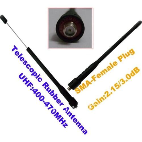 Promtion UHF:400-470MHz SMA-Female Telescopic Antenna for Portable Two-way Radio(SMA-Female Connector)