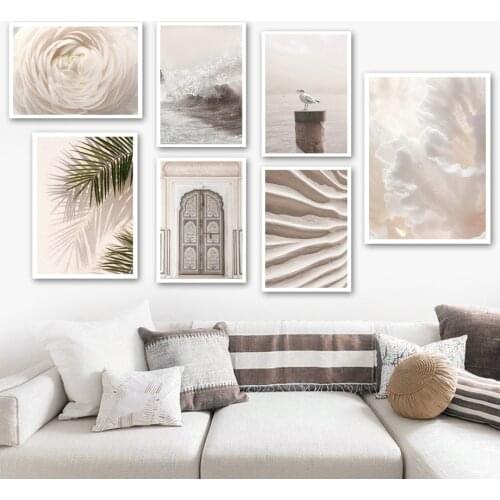 Riverbed Coral Waves Seagull Plant Flower Wall Art Canvas Painting Nordic Posters And Prints Wall Pictures For Living Room Decor