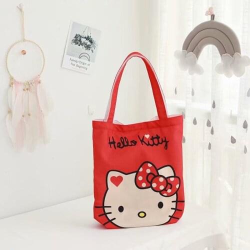 Sanrio hello kitty Girl Cartoon Melody Shoulder Bag Canvas Lunch Bag Handbag Mommy Bag Shopping Bag