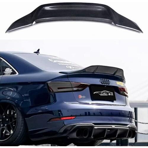 R STYLE REAL CARBON FIBER REAR TAIL WING TRUNK LIP SPOILER FOR Audi A3 S3 SLINE RS3 2014 2015 2016 2017 2018 2019 2020