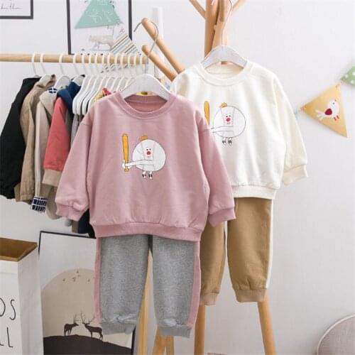 Spring Autumn Girl Baby Clothing Sets Cartoon Print Long Sleeve Sweatshirt Sweatpants Kids Tracksuit Stylish Clothes For Girls