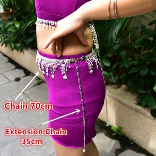 Hight Qualit 105cm Glass Crystal Rhinestone Tassel Waist Chain Belly Dance Chain Strass Wedding Dress Decoration DIY Accessories