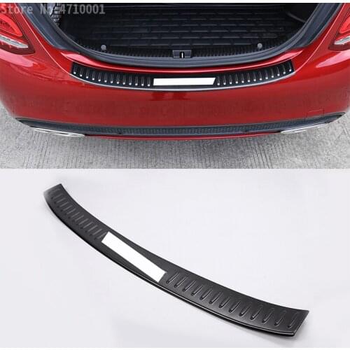 Stainless Steel Exterior Bumper Sill Protector Plate with Logo For Benz GLC C Class 2015-2017 Car Accessories