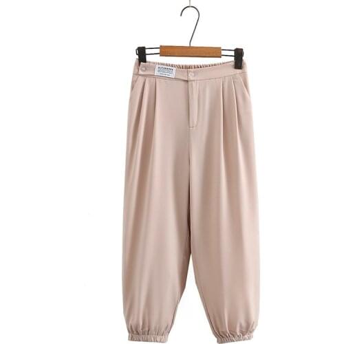 High Waist Bloomers Pants Women Solid Oversized Cool Silk Vintage Summer Pants Female Casual Loose Trousers Plus Size 4XL