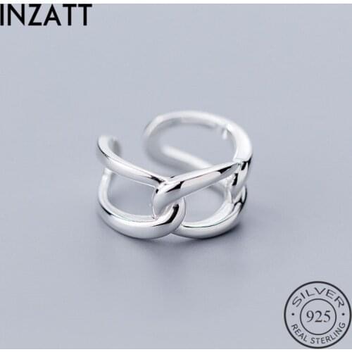 INZATT Real 925 Sterling Silver Geometric Hollow link Opening Ring For Women Party MInimalist Fine Jewelry Punk Ring Accessories