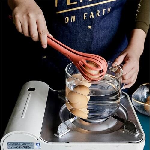1Pc Multi-Function 3-Color Whisk Manual Egg Beater Nylon Food Tongs Noodle Salad Bread Clips Mixer Kitchen Baking Accessories