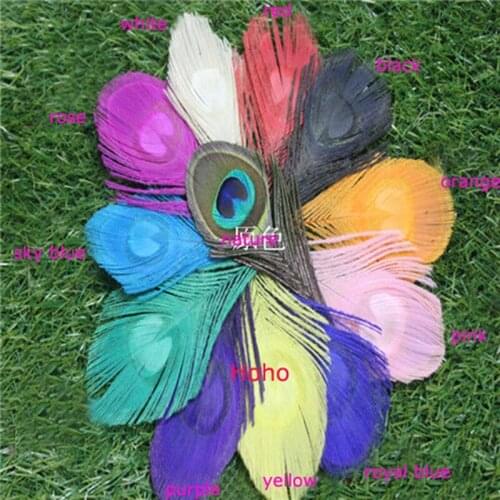 10Pcs/Lot!8-12cm Real Trimmed Multicolor Peacock Eye Feather,Costumes Necklace Earrings Accessories Wedding Decoratives 12COLOUR