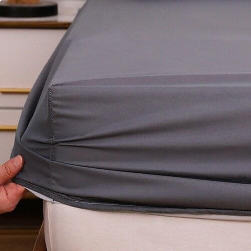 100% Cotton Waterproof Fitted Sheet Throw Bed Mattress Cover with Elastic Bands Double Linen Machine Washable, 150x200/180x200