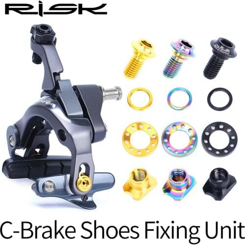 16pcs/box RISK RT102 Bike Bicycle Hollowed-Out R8000 UT/DA Brake Caliper Screws C Brake Shoes Fixing Bolts Nuts Washer Unit