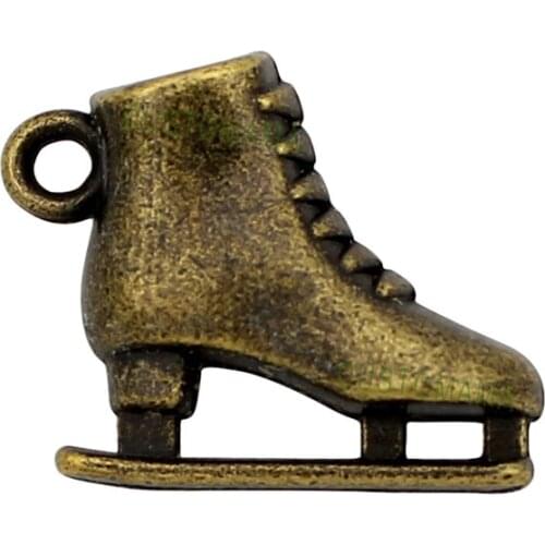 25pcs-Antique Bronze 3D Roller skates charm pendant, Ice Skate Charms 20x17X6mm