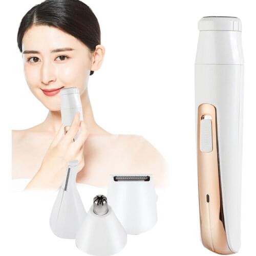 4 in 1 Women Epilator Portable Multi-Functional Electric Hair Removal Female Shaving Machine Eyebrow Nose Electric Trimmer Razor