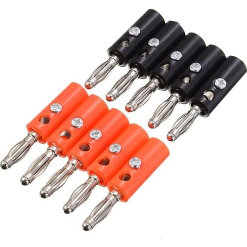 10pcs/lot Silver Plated Audio Speaker Amplifier Terminal Binding Post 4mm Banana Male Plug Connector Mount Adapter
