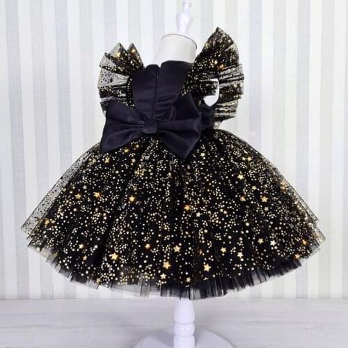 Party Ball Gown Kids Tutu Sequins Dress Girls Bridemaid Costume Girls Dress Flying Sleeve Vestidos Baby Girls Formal Clothing