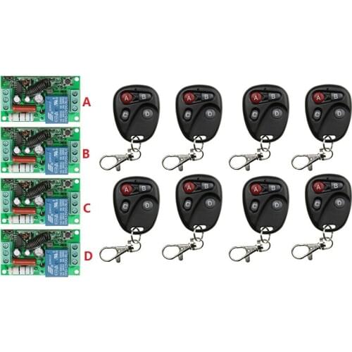 RF Wireless 220V 10A 1CH Remote Control Switch 4 Receiver & 8 Transmitter 315/433 MHZ Smart Home Switch