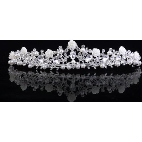 Noble European Bride Wedding Princess Tiara Crowns Crystal Pearl Diadem Halloween Makeup Hair Accessories For Women