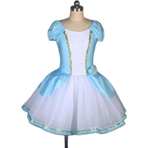 Pale blue spandex bodice dance costumes ballet tutu girl & stage performance dance costume ballet tutu 19504