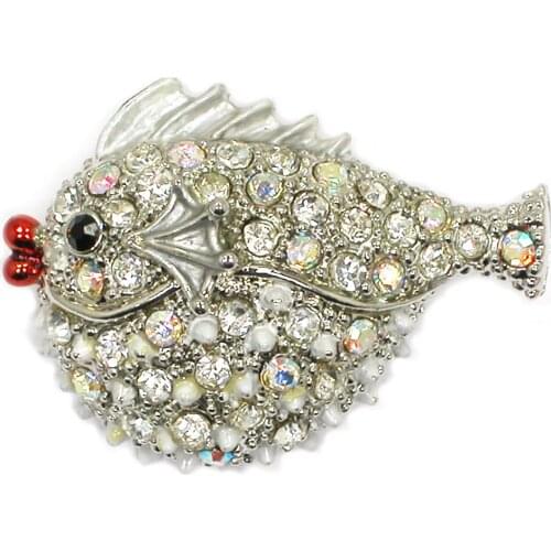 12pcs/lot Wholesale Rhinestone Fish Brooches Fashion Jewelry Gift C102208