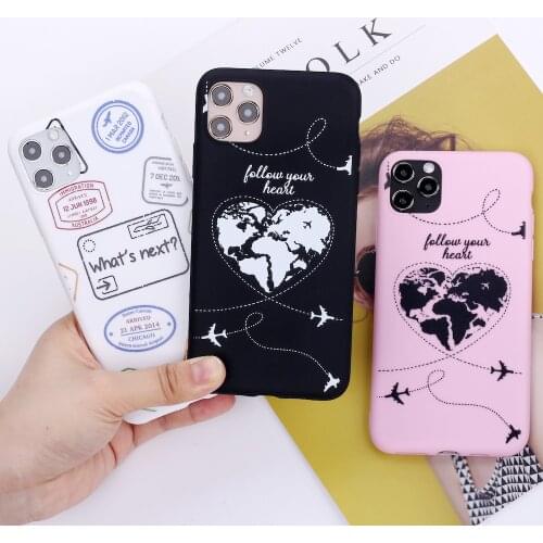 Adventure World Map Flight Postmark Phone Cover For iPhone 11 Pro Max X XS XR Max 7 8 7Plus 8Plus 12 SE Soft Silicone Candy Case