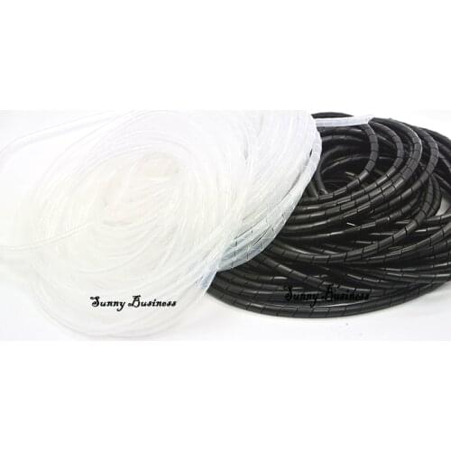 Black or White 4mm 6mm 8mm 10mm Outside Dia Spiral Wire Wrap Tube Manage Cord