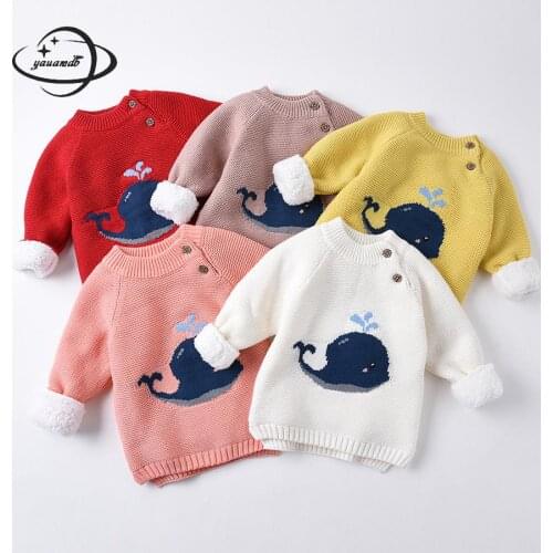 Yauamdb Kids Sweaters Winter Knitwear 18m-9y Girls Boys Cartoon Whale Pullover Baby Cashmere Children Warm Top Clothes Ly42