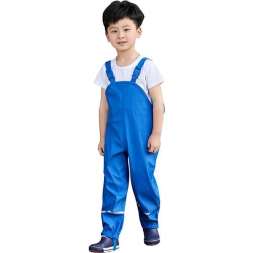 TELOTUNY Kids Boys Girls Solid Color Outdoor Rain Dungarees Windproof Waterproof Mud Jumpsuit Clothes Kids Overalls For 1-6Year