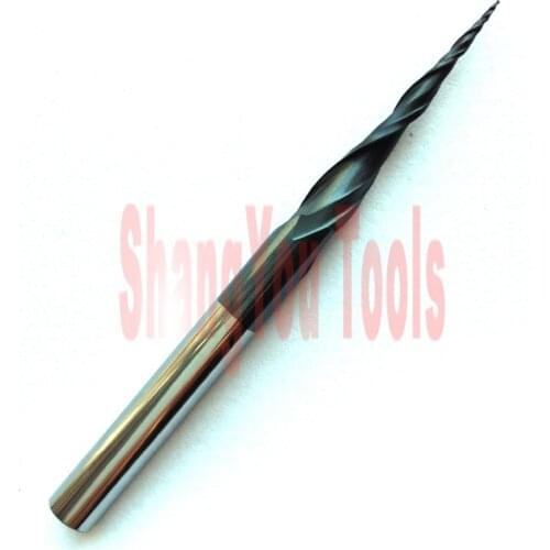 Dia 1/4" and Tip radius=0.25mm solid carbide Tapered Ball Nose End Mills and taper milling cutter HRC55 with Tialn coating