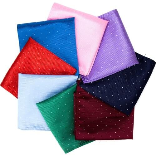 IHGSNMB Fashion Dot Cravat Hankerchief Hankies Mens Tie Pocket Solid Formal Wedding 24*24cm Dress Shirt Accessories Necktie Men