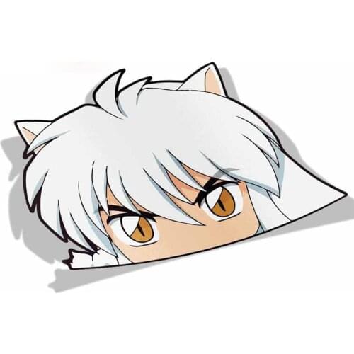 Personality Cartoon Car Stickers for Inuyasha Peeker Peek Big Head Anime Vinyl Rear Windshield Trunk Stickers Car Styling