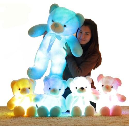 50CM Creative Light Up LED Inductive Teddy Bear Stuffed Animals Plush Toy Colorful Glowing Teddy Bear Christmas Gift for Kids