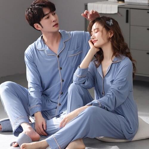 Couple Modal Sleepwear Men Women Pajama Sets Spring Home clothes suit ensembles homme pyjama homme pijama masculino Freeshipping