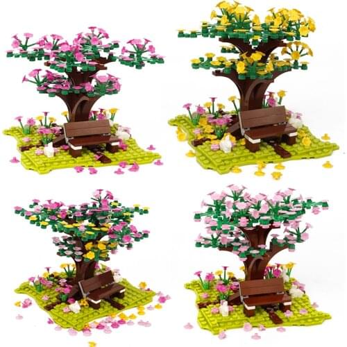 City MOC Sets Street Views Model Accessories Plants Toys For Children Tree Flower Bench Rabbit Cities Compatible Building Blocks